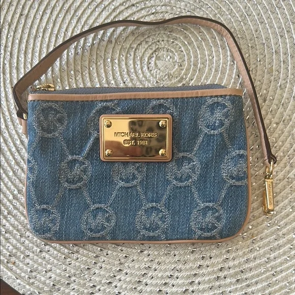 Michael Kors Blue Denim Wristlet - Picture 2 of 13